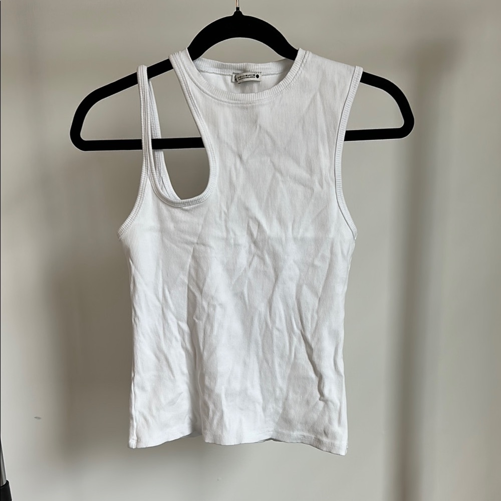 Zara White Ribbed Tank Top